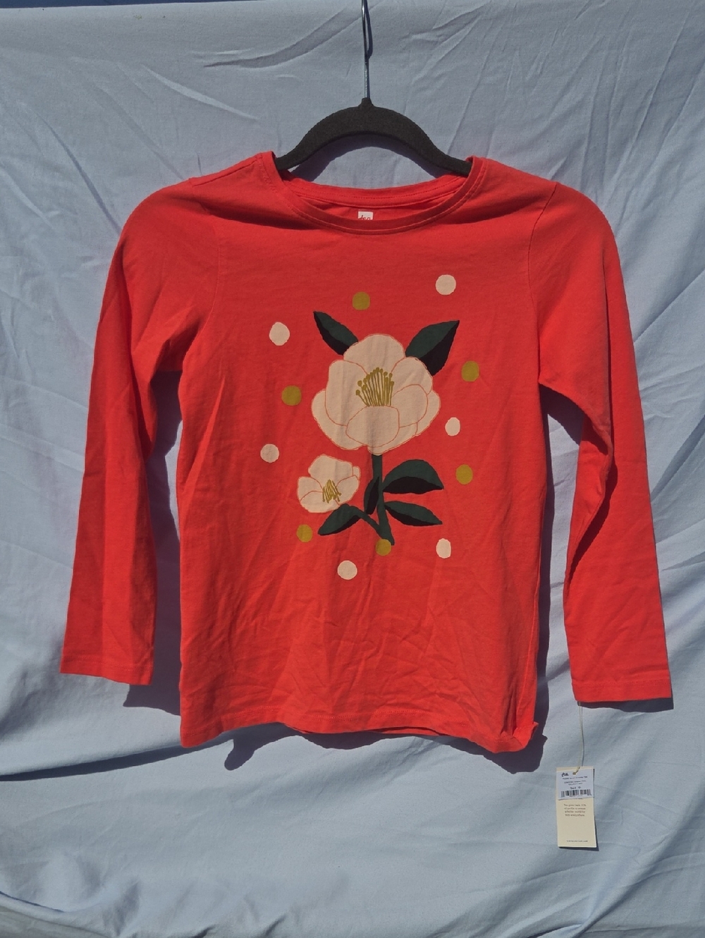 Kids Tea Collection Coral Long-Sleeve Tee With Floral Print.   Size 10